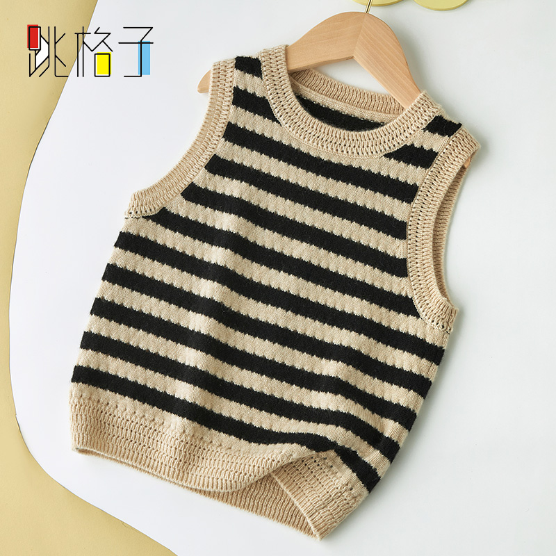 康赛妮100%山羊绒儿童纯羊绒背心女童男童针织衫宝宝毛衣可定制潮