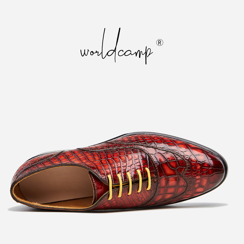 worldcamp手工私人定制鳄鱼皮男鞋古法手工擦色固特异皮鞋男士|ruв категории Мужская обувь, 低帮鞋, 正装皮鞋 - от Buy2taobao.com для оказания профессиональной услуги покупки агента Taobao