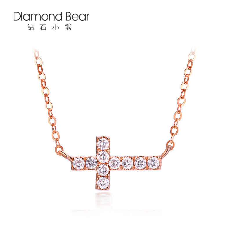 18K玫瑰金项链钻石吊坠au750黄金项链十字架群镶钻石吊坠女锁骨链|msdalam kategori barang kemas/berlian/Emerald/emas, perhiasan Diamond (baru), Neckwear - dari Buy2taobao.com untuk memberikan perkhidmatan ejen Taobao profesional membeli