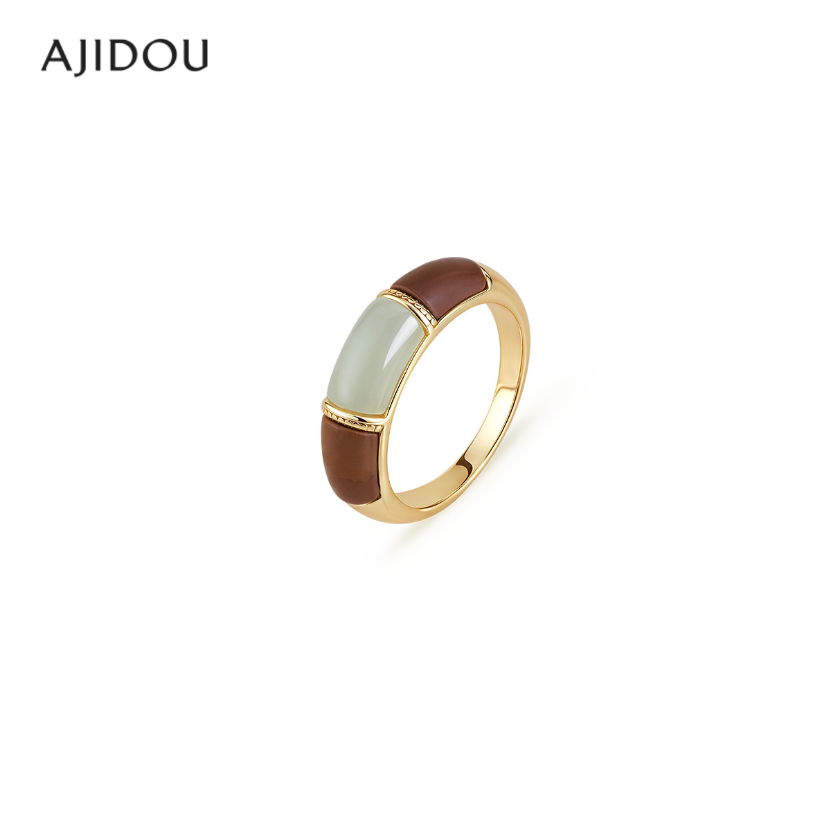 阿吉豆戒指玉见山河系列925银