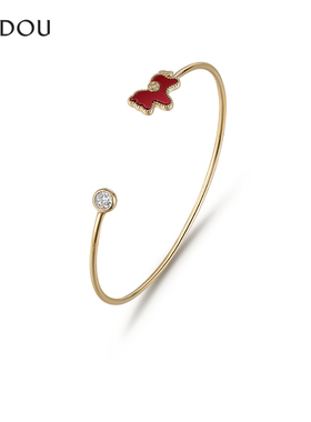 阿吉豆手链女款红色小马手镯手饰