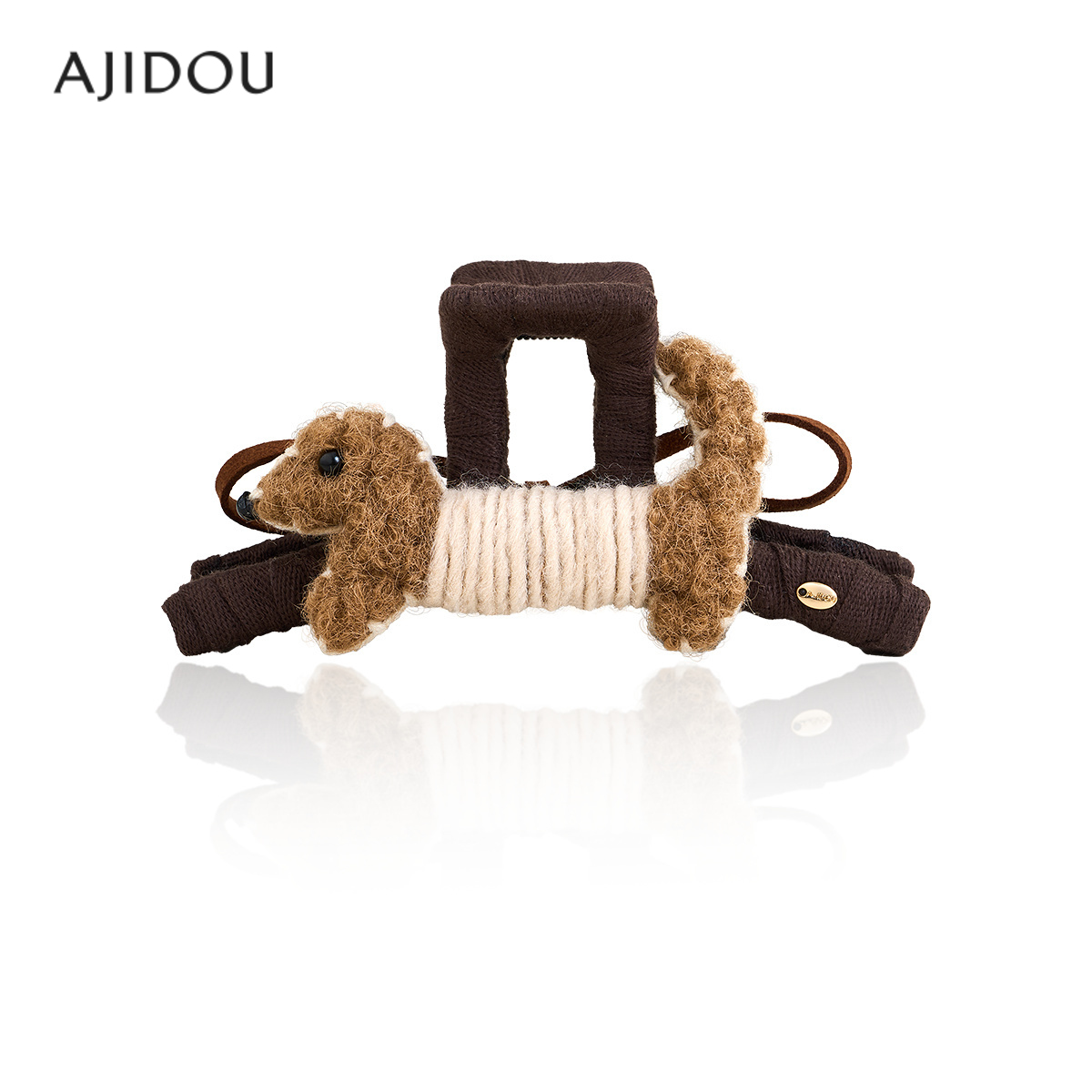 阿吉豆抓夹咖色小狗发夹鲨鱼夹子