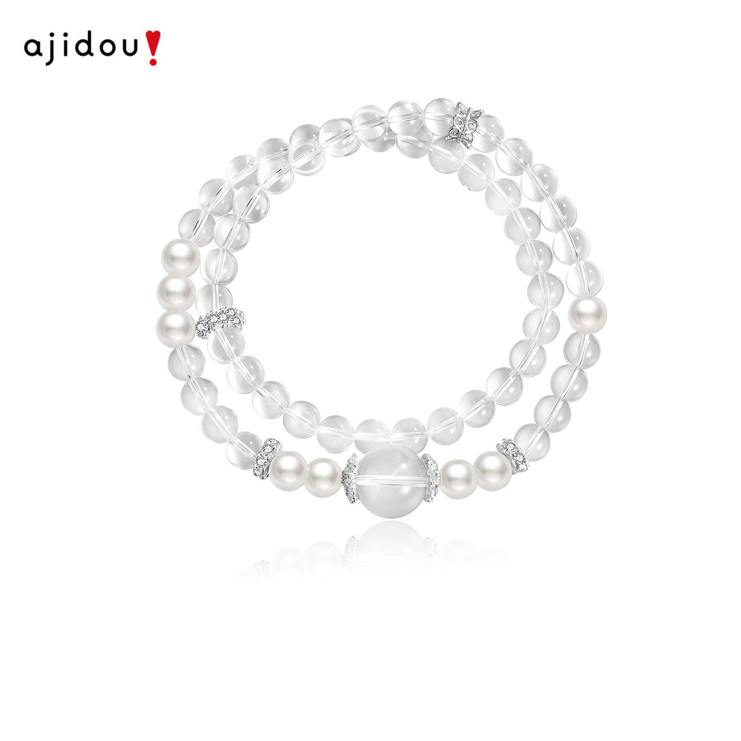 AJIDOU阿吉豆官方新款白水晶手链女款生日礼物精致透明手串饰品