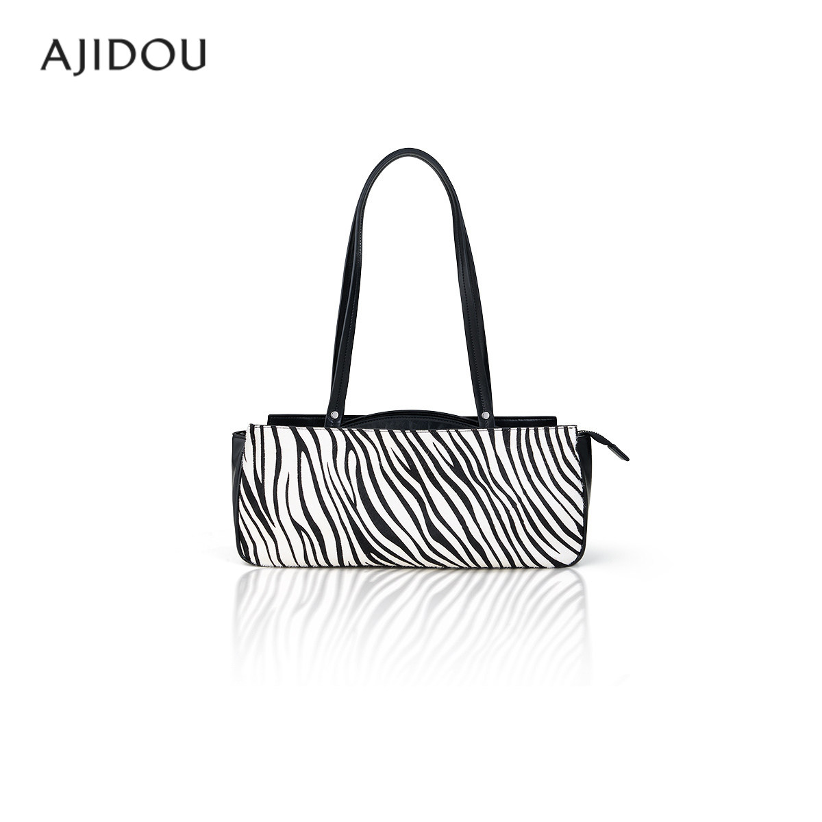 AJIDOU阿吉豆通勤时尚精致单肩包斑马纹晚宴会包女欧美时尚手抓包