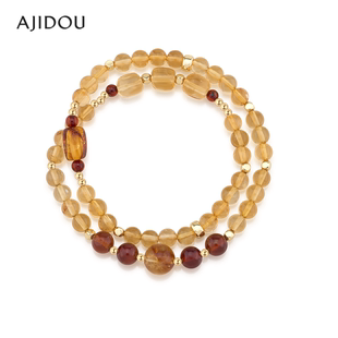 AJIDOU阿吉豆手链黄水晶琥珀手串女款小众高级感轻奢商场同款串珠