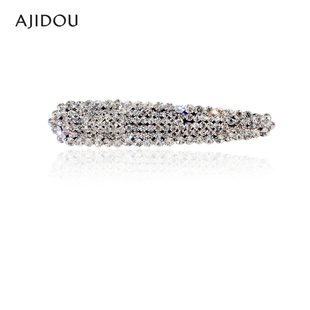 AJIDOU阿吉豆发饰女款银色水晶闪耀侧边夹轻奢百搭刘海夹复古发夹