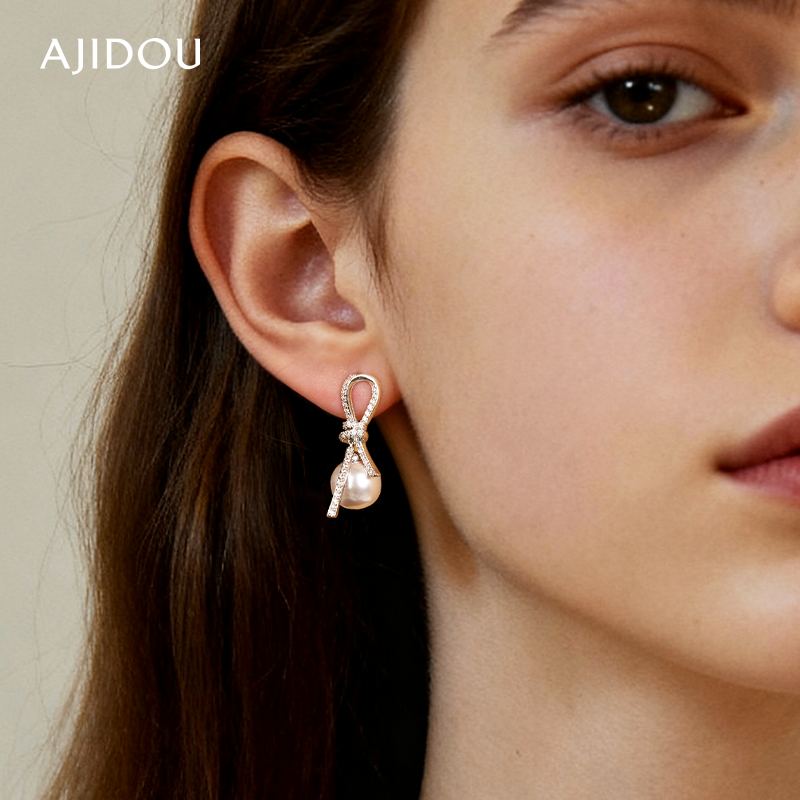 AJIDOU阿吉豆耳饰女飘带绳结耳坠