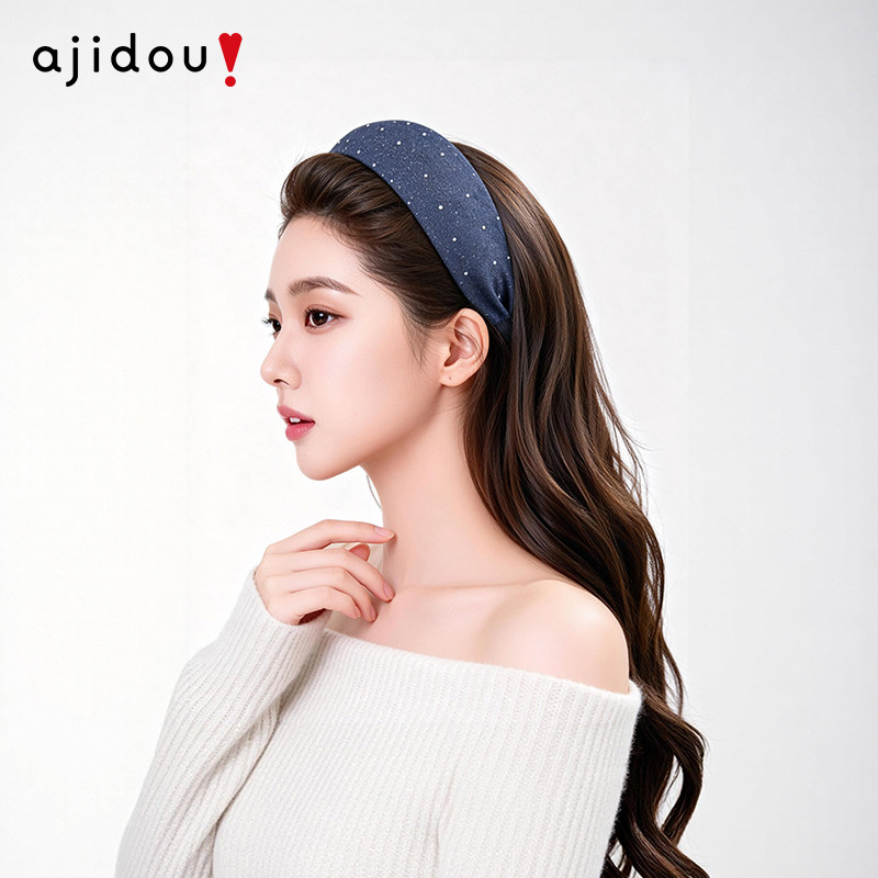AJIDOU阿吉豆发箍秋高颅顶宽边头箍女款高级感头饰洋气外戴发卡