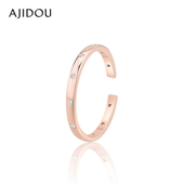 AJIDOU阿吉豆戒指女时尚 玫瑰金色合金开口戒小众设计指环轻奢尾戒
