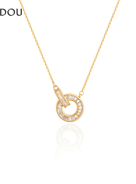 AJIDOU阿吉豆项链女双环圆环吊坠