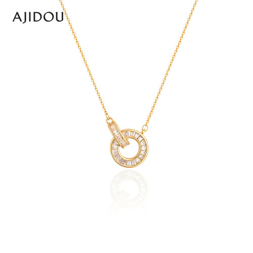 AJIDOU阿吉豆项链女双环圆环吊坠