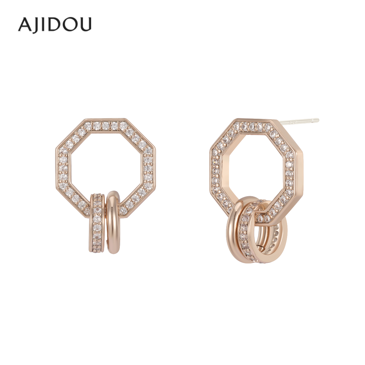 AJIDOU阿吉豆耳环女光影都市系列时尚款耳圈优雅专柜同款耳钉耳饰