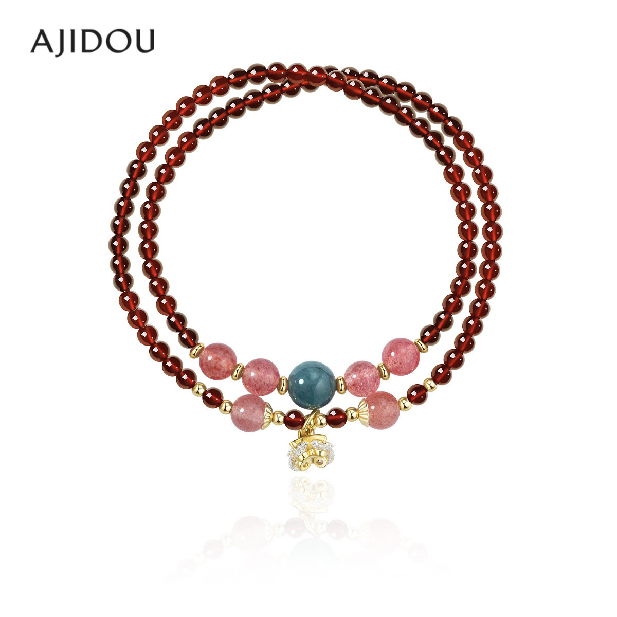 阿吉豆手链女款天然石榴石手串珠