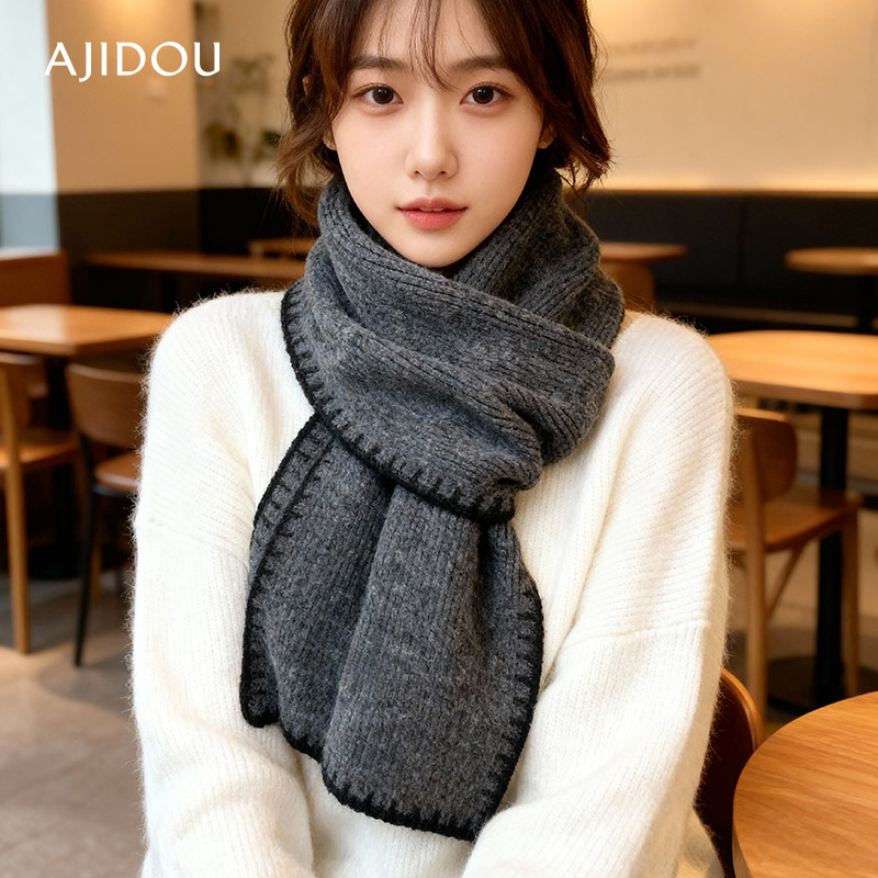 AJIDOU阿吉豆围巾红色舒适时尚休闲围巾男女同款厚围脖新年款礼物,服饰配件/皮带/帽子/围巾,围巾/丝巾/披肩,淘宝优惠券,粉丝福利购,淘宝优惠卷