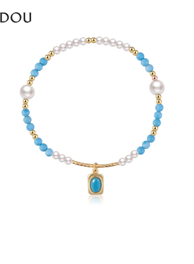 AJIDOU阿吉豆淡水珍珠绿松石手链女轻奢小众精致手串高级感手饰