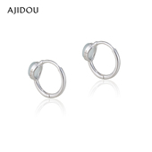 AJIDOU阿吉豆女耳饰925银时尚 简约耳圈耳钉轻奢耳扣小众气质耳环