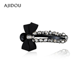 AJIDOU阿吉豆发夹名媛气质闪亮水钻蝴蝶结鸭嘴夹女后脑勺盘发夹