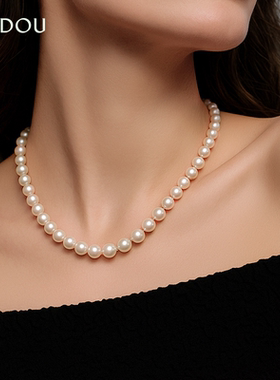 阿吉豆项链S925银珍珠小米珠颈链