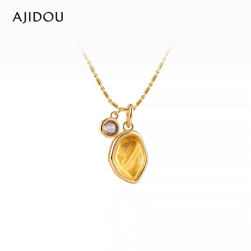 AJIDOU阿吉豆项链女天然黄水晶项链招财转运锁骨链轻奢小众毛衣链,饰品/流行首饰/时尚饰品新,项链,淘宝优惠券,粉丝福利购,淘宝优惠卷