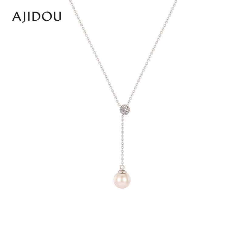 AJIDOU阿吉豆项链女925银珍珠首饰优雅专柜同款颈链锁骨链