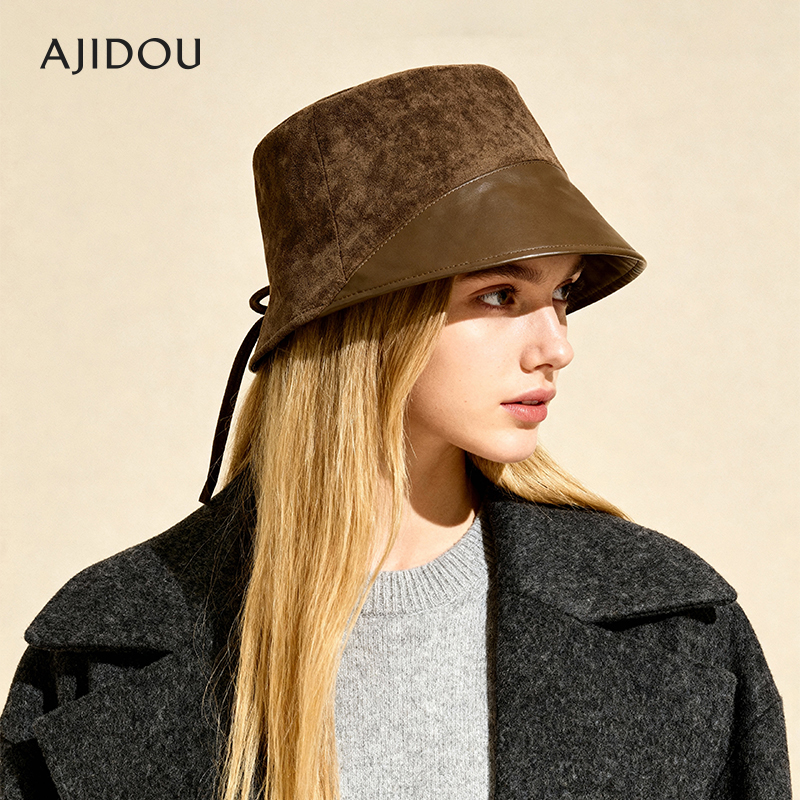 渔夫帽AJIDOU女皮质时尚秋冬