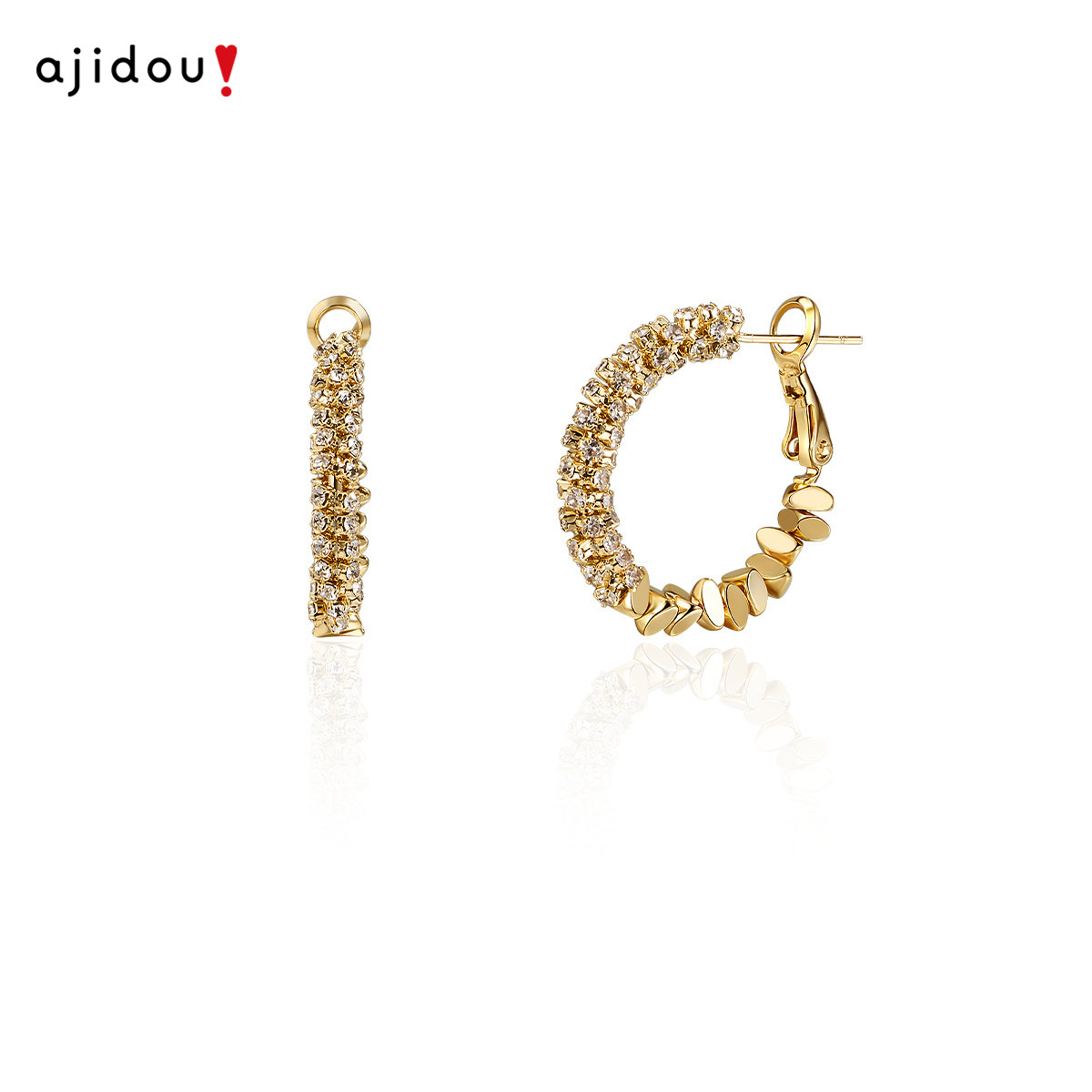 AJIDOU阿吉豆耳环法式轻奢金色女款渐变颗粒感高级感气质耳圈耳饰,饰品/流行首饰/时尚饰品新,耳环,淘宝优惠券,粉丝福利购,淘宝优惠卷
