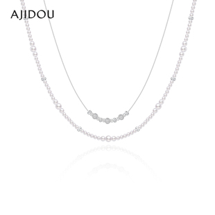 AJIDOU阿吉豆项链女气泡珍珠双层小众轻奢设计感短链锁骨链毛衣链