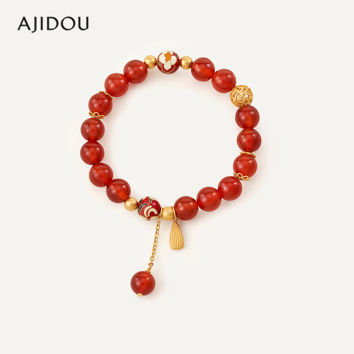 阿吉豆手链红玛瑙手串女款本命年