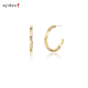 式 AJIDOU阿吉豆耳钉金色耳圈女款 波纹半圆款 耳环精致小众首饰耳饰
