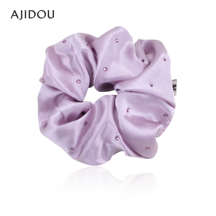 AJIDOU阿吉豆发饰女款绿色桑蚕丝水晶发圈弹性大肠发圈扎头绳皮筋