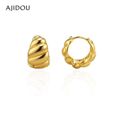 阿吉豆耳环女金色羊角包耳钉耳饰