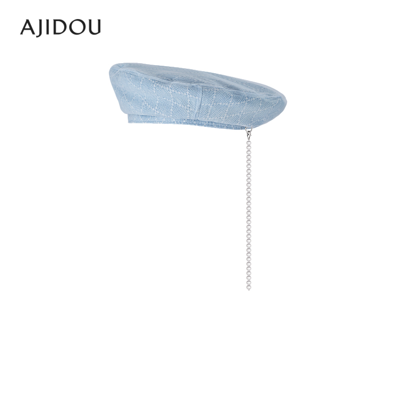 AJIDOU阿吉豆贝雷帽女日常百搭大头围显脸小优雅专柜同款帽子