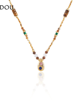 AJIDOU阿吉豆项链女虎眼石短颈链