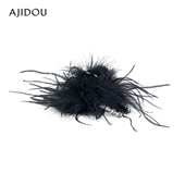 AJIDOU阿吉豆抓夹女款 优雅羽毛发饰高级感大抓夹秋冬发夹发卡发抓