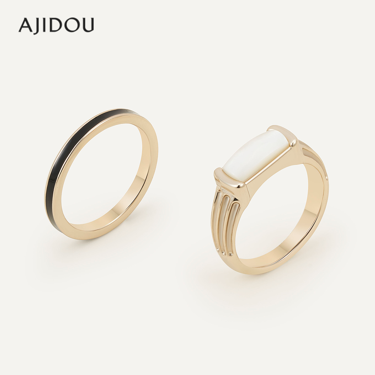 阿吉豆西休闲潮流叠戴戒指指环