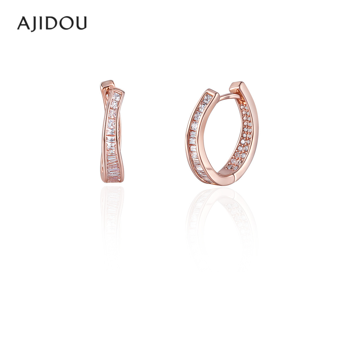 AJIDOU阿吉豆耳饰女款玫瑰金耳环轻奢耳扣配饰高级感耳圈小众耳钉