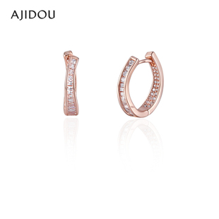 AJIDOU阿吉豆耳饰女款玫瑰金耳环轻奢耳扣配饰高级感耳圈小众耳钉