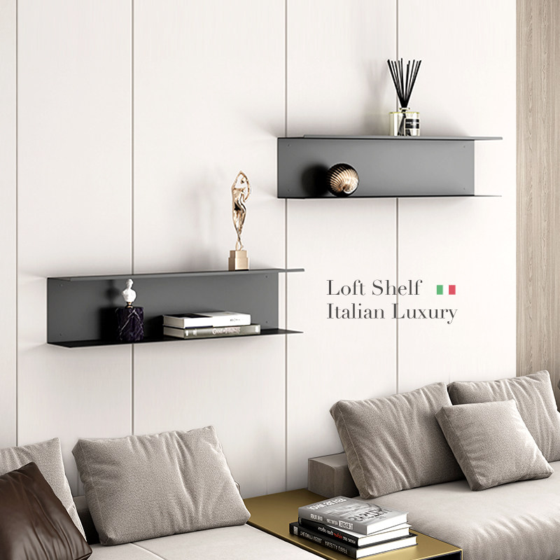 意式墙上创意收纳置物架客厅沙发电视装饰架轻奢隔板墙面展示书架