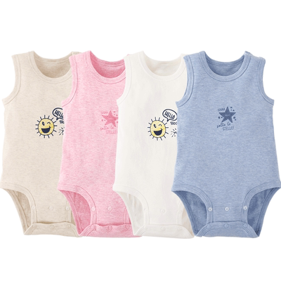 宝宝纯棉春秋款背心哈衣打底睡衣