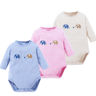 宝宝彩棉包屁衣春秋男女婴儿童三角哈衣纯棉连体睡衣服打底包臀衣