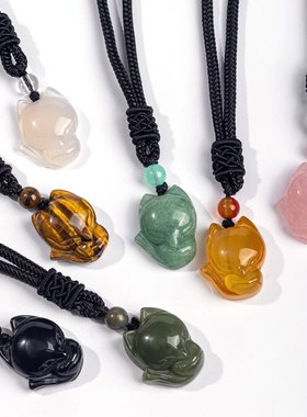 秋冬粉晶狐狸吊坠绳链