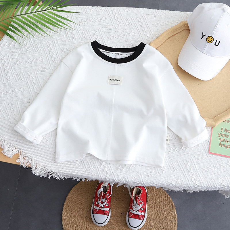 男童t恤2025新款日系小童春秋百搭上衣宝宝白T打底衫圆领拼接上衣,童装/婴儿装/亲子装,T恤,淘宝优惠券,粉丝福利购,淘宝优惠卷