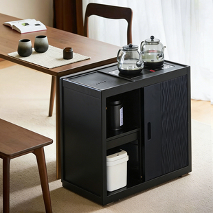 新中式 一体边几柜沙发客厅 乌檀木小茶水柜家用可移动烧茶台嵌入式