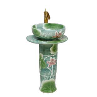 户外立柱式洗脸盆庭院一体式立柱盆落地洗手盆阳台家用洗手池室外