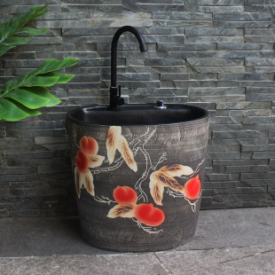 陶瓷拖把池阳台家用拖布池台控墩布池庭院一体式大号洗拖地盆户外