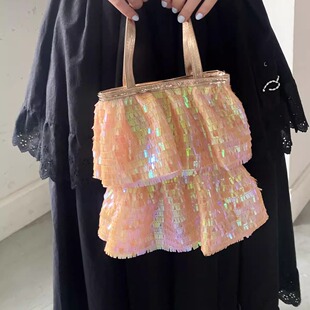 casselini璀璨星河裙摆包手提小拎包银色亮片小众唯美 4折福利