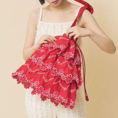 casselini刺绣花朵蛋糕裙摆包