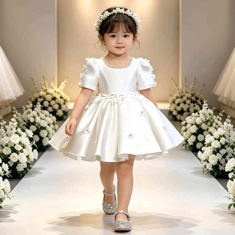 儿童高端钢琴演奏礼服公主裙女童2025新款缎面主持人小提琴演出服