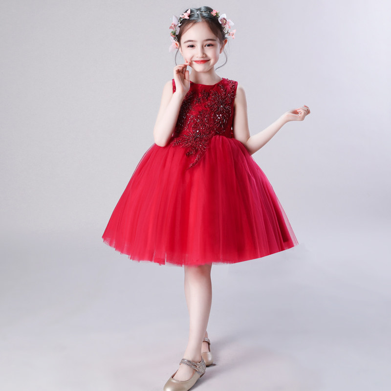 轻奢女童生日公主裙蓬蓬纱超仙高级感小众花童婚纱酒红高定演出服,童装/婴儿装/亲子装,儿童礼服,淘宝优惠券,粉丝福利购,淘宝优惠卷