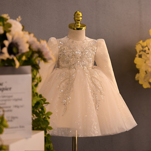 花童主持高端长袖洋气礼服